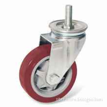 Polyurethane Caster with Double Bearings and 38mm Wheel Width, Available in Purplish Red Color